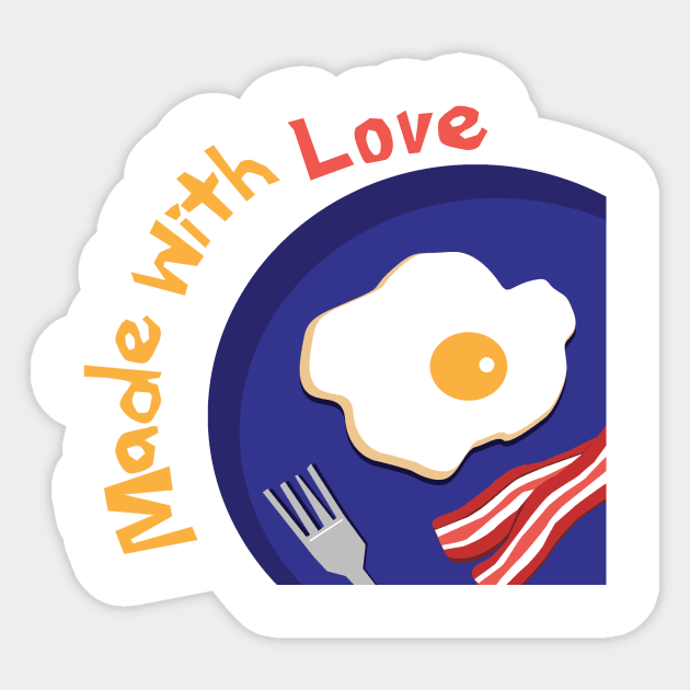 Fried Eggs and Bacon Breakfast Made with Love Sticker by Studiowup